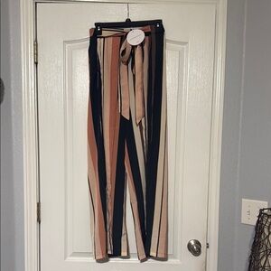 NWT Striped Tie-Waist Palazzo Wrap Shirt Pants